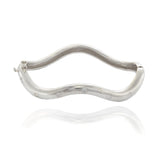 Wave Style Diamond Bangle Bracelet in 14KT White Gold