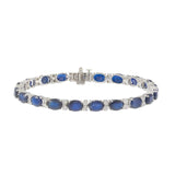 14KT White Gold Oval Sapphire and Diamond Tennis Bracelet