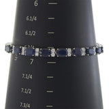 14KT White Gold Oval Sapphire and Diamond Tennis Bracelet