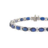 14KT White Gold Oval Sapphire and Diamond Tennis Bracelet
