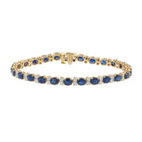 14KT Yellow Gold Blue Sapphire & Diamond Tennis Bracelet