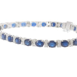 14KT White Gold Sapphire & Diamond Tennis Bracelet