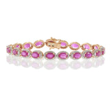 14KT Rose Gold Oval Ruby and Diamond Halo Bracelet