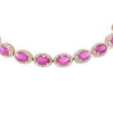 14KT Rose Gold Oval Ruby and Diamond Halo Bracelet