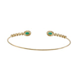 14KT Yellow Gold Open Bangle with Emerald and Diamond Accents