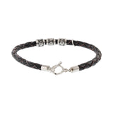 Louis Martin Sterling Silver Dark Brown Italian Leather Bracelet