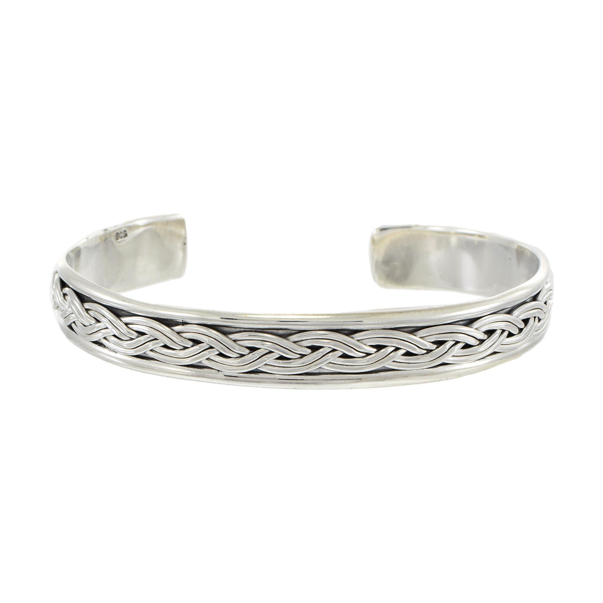 Louis Martin Sterling Silver Flat Braided Open Bangle