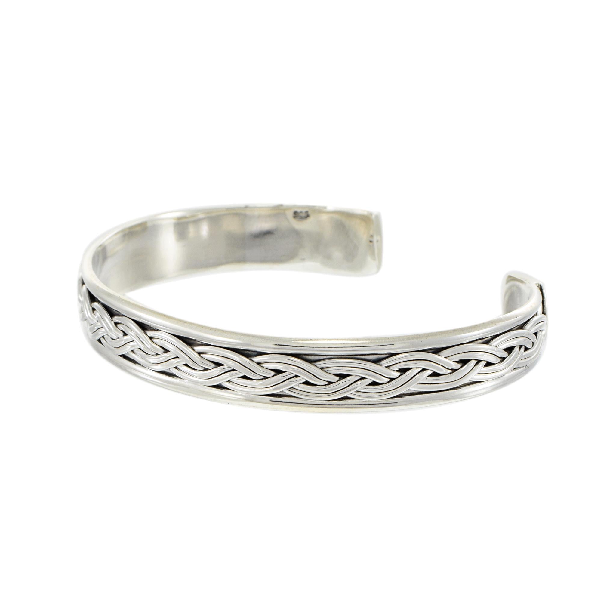 Louis Martin Sterling Silver Flat Braided Open Bangle