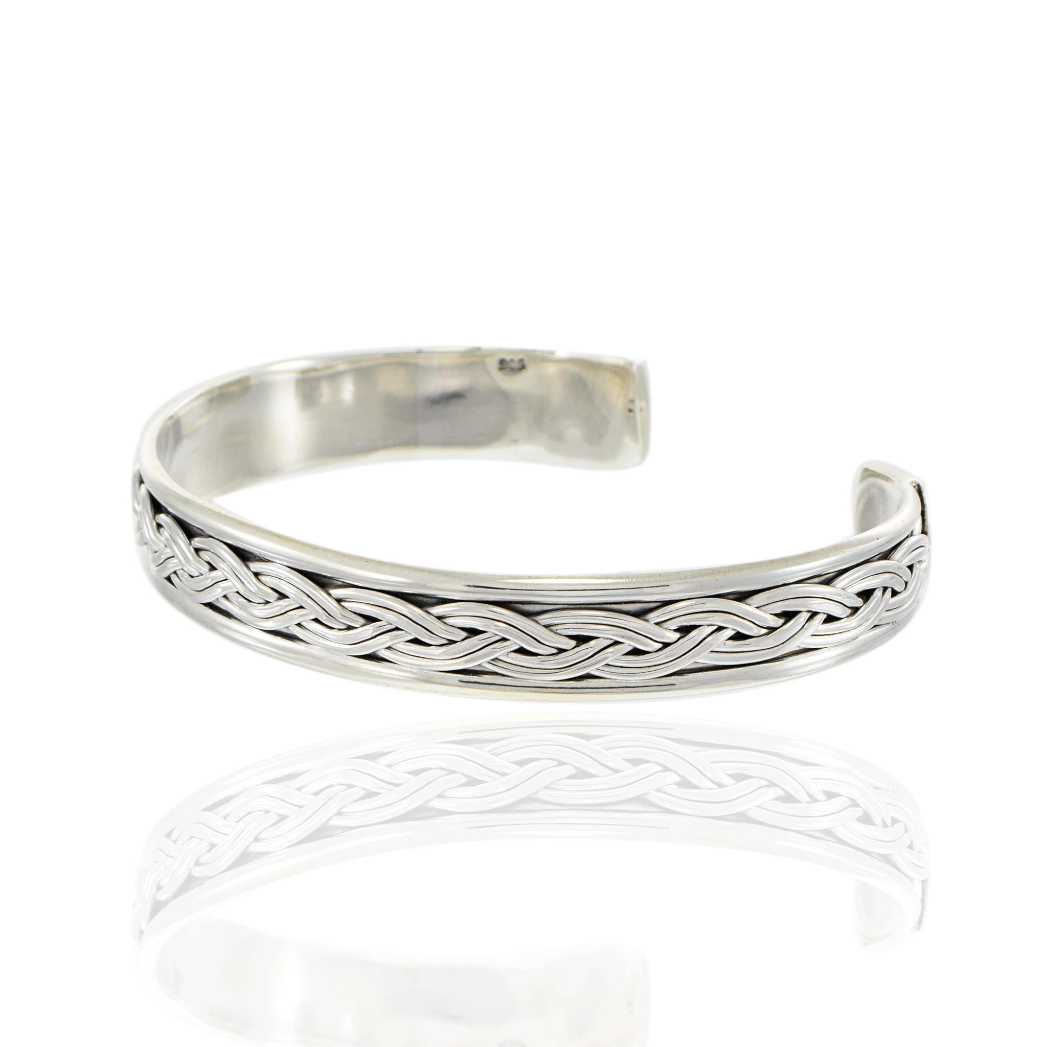 Louis Martin Sterling Silver Flat Braided Open Bangle