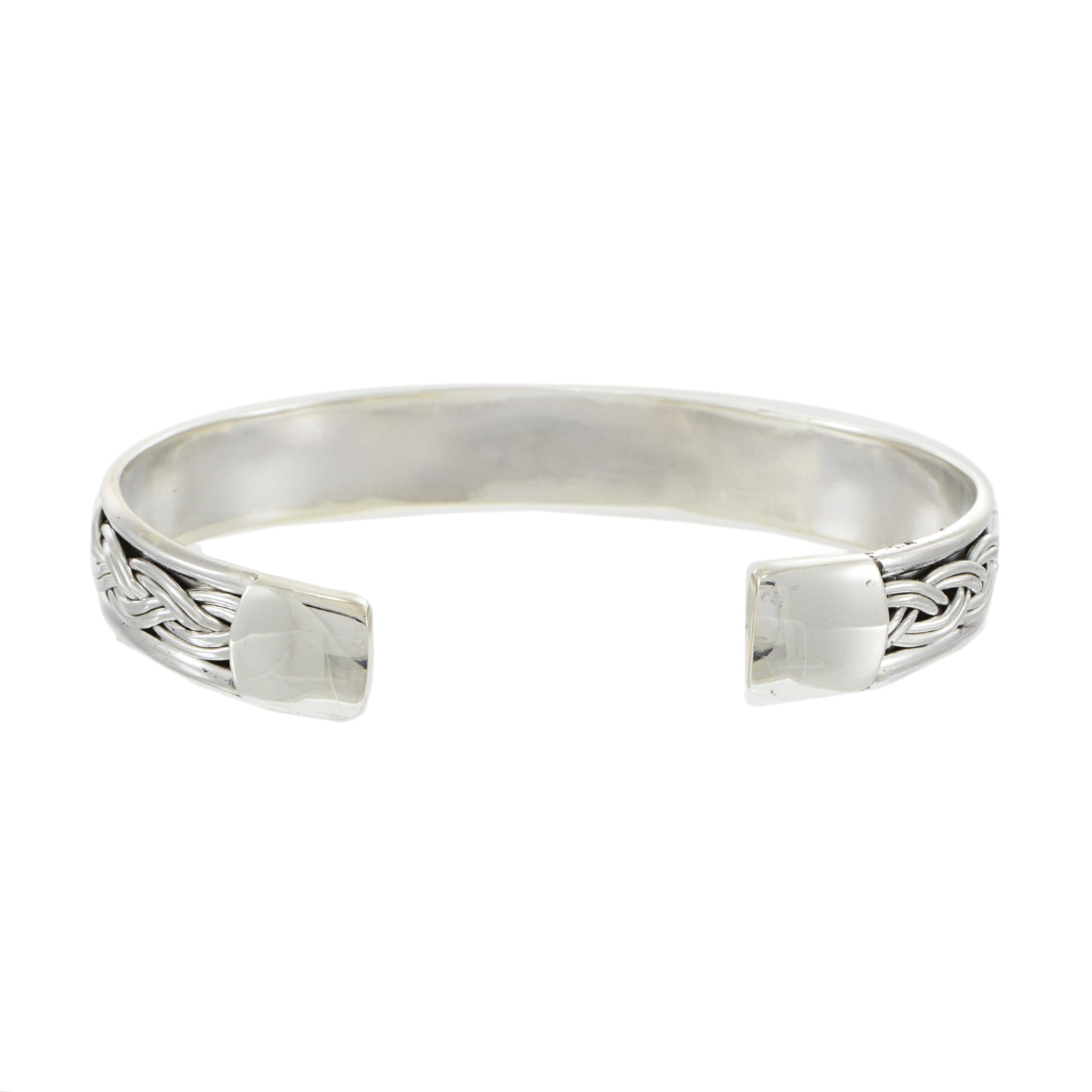 Louis Martin Sterling Silver Flat Braided Open Bangle
