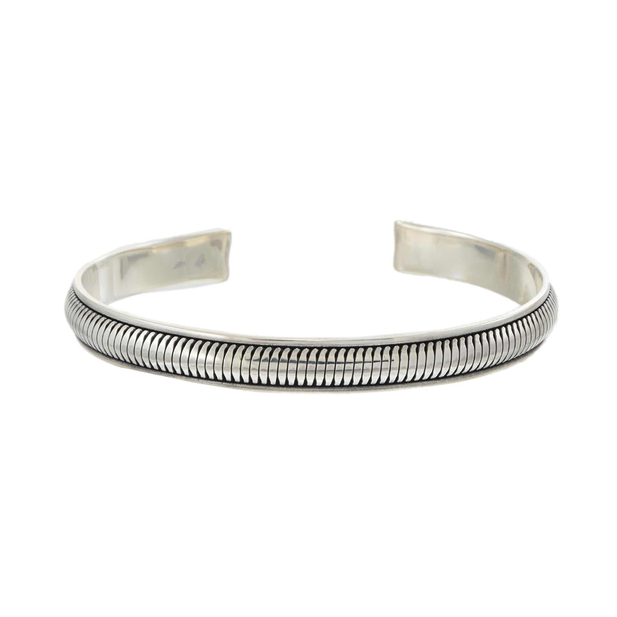 Louis Martin Sterling Silver Ribbed Open Bangle