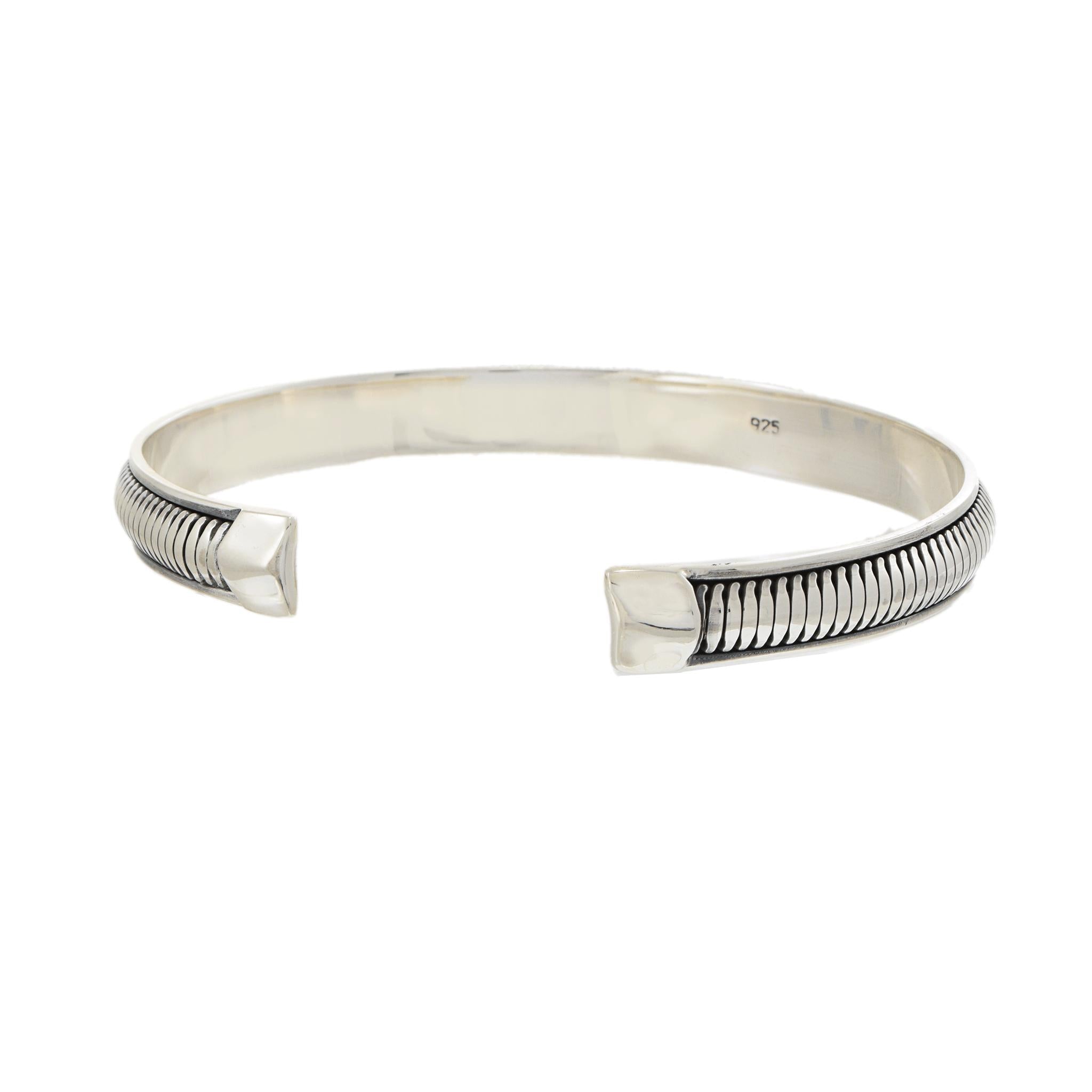 Louis Martin Sterling Silver Ribbed Open Bangle