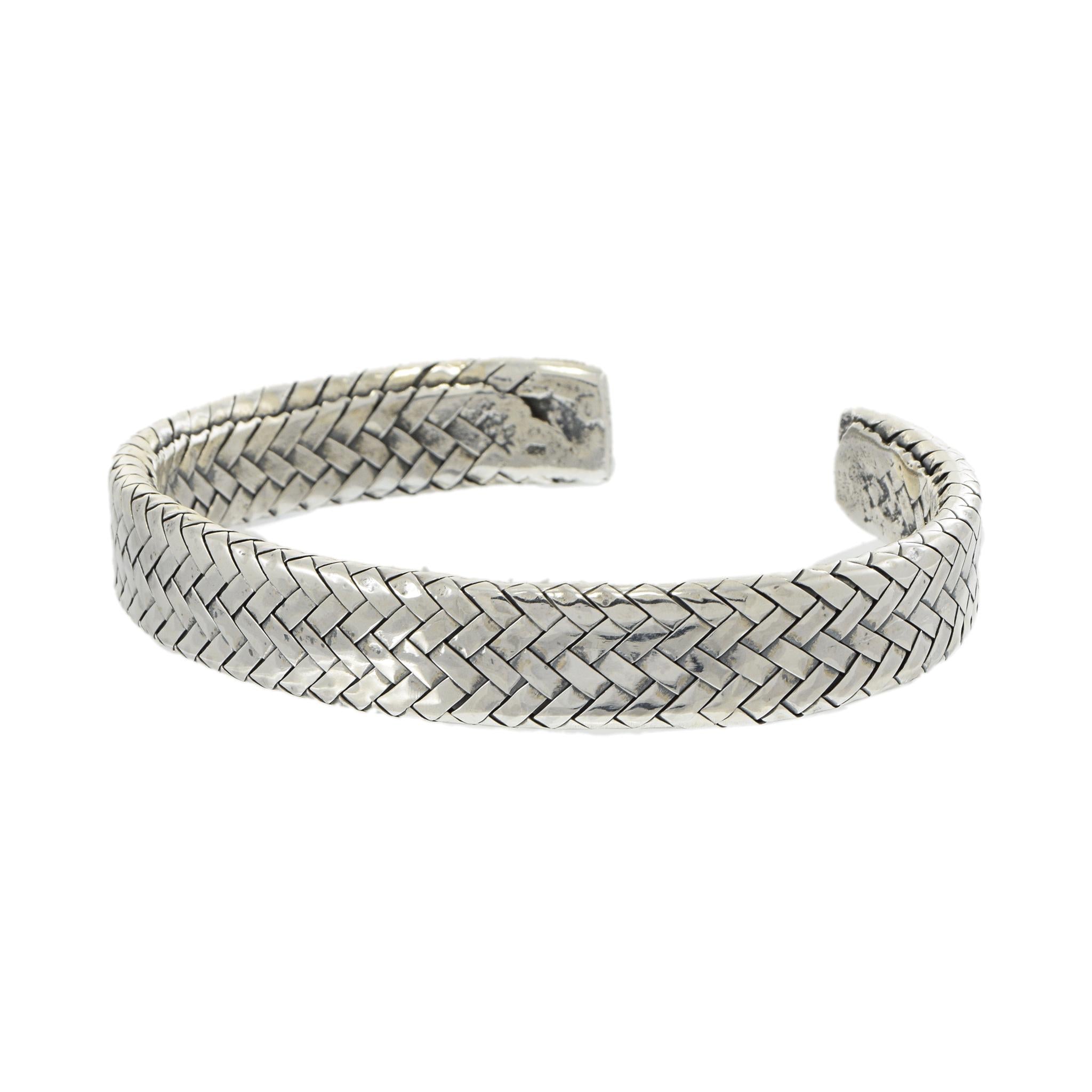 Louis Martin Sterling Silver Flat Braided Open Bangle