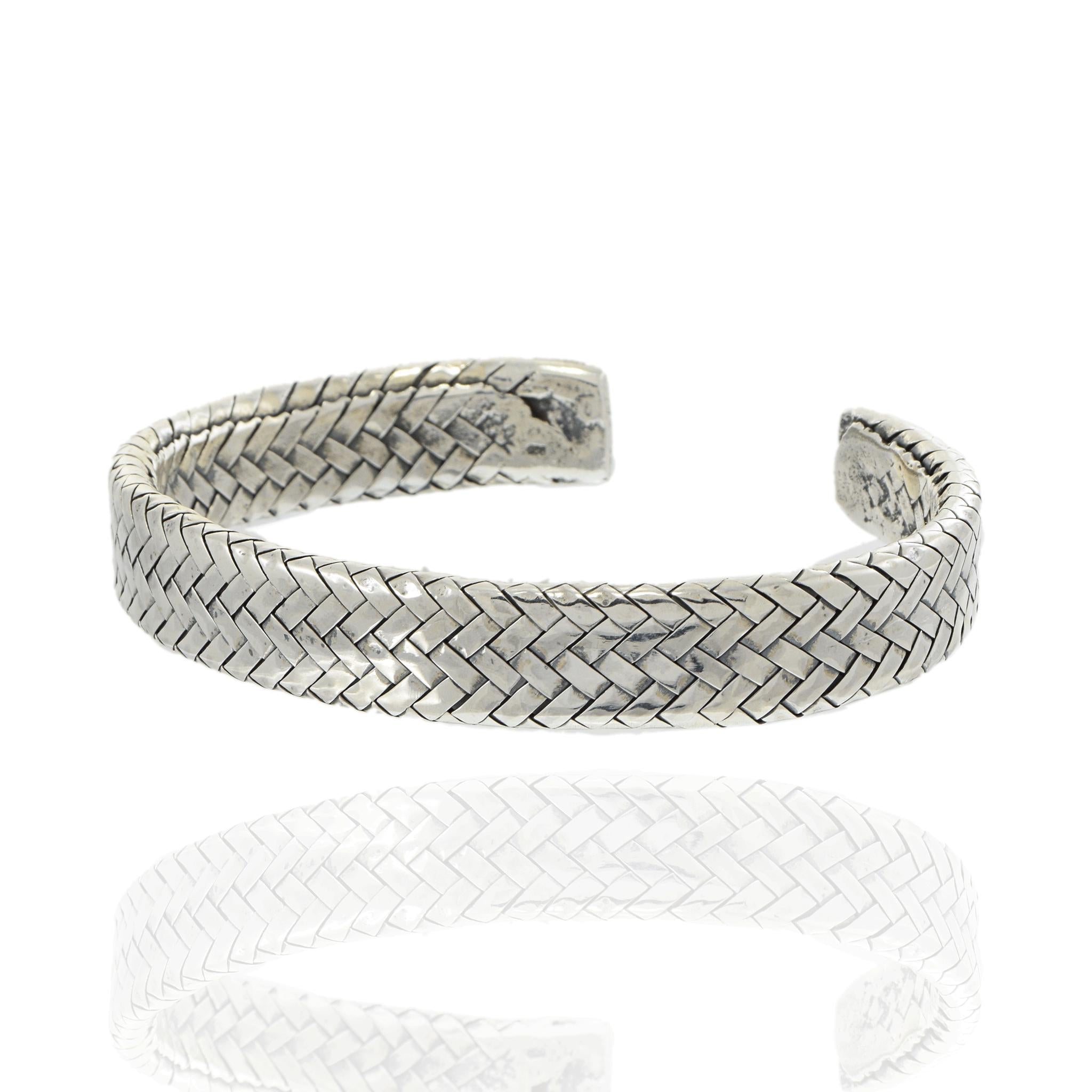 Louis Martin Sterling Silver Flat Braided Open Bangle