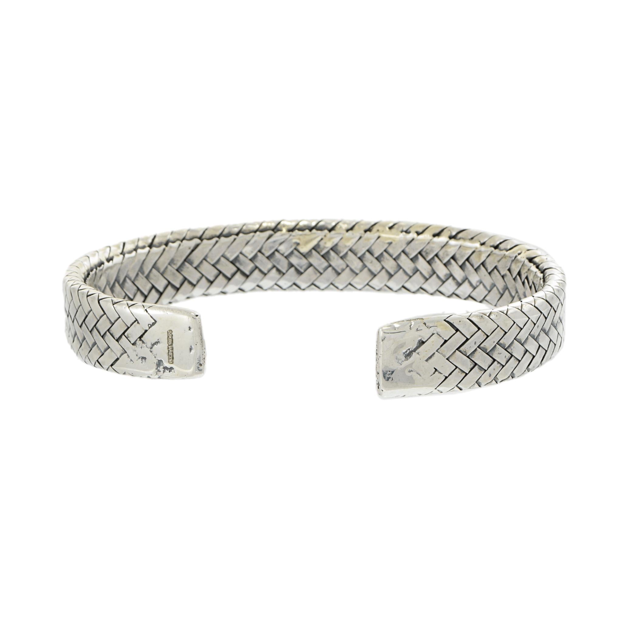 Louis Martin Sterling Silver Flat Braided Open Bangle