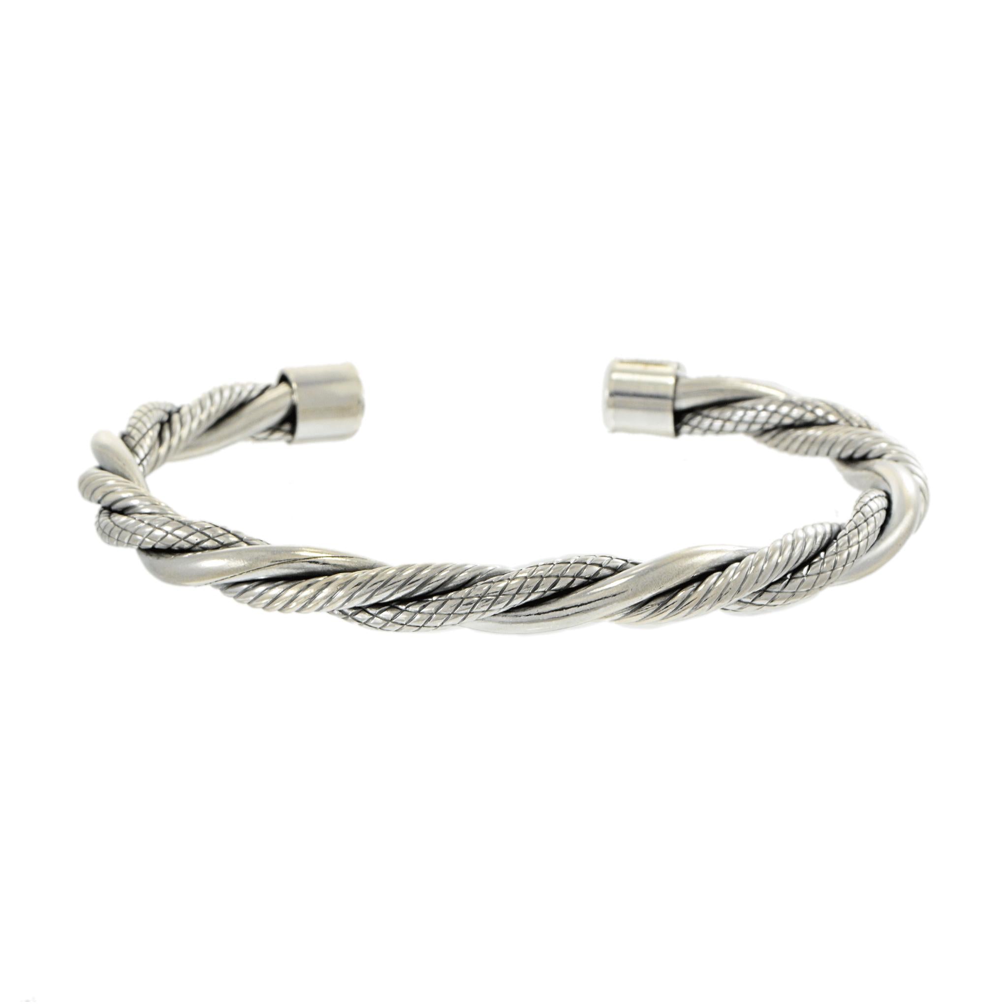 Louis Martin Sterling Silver Braided Twist Open Bangle
