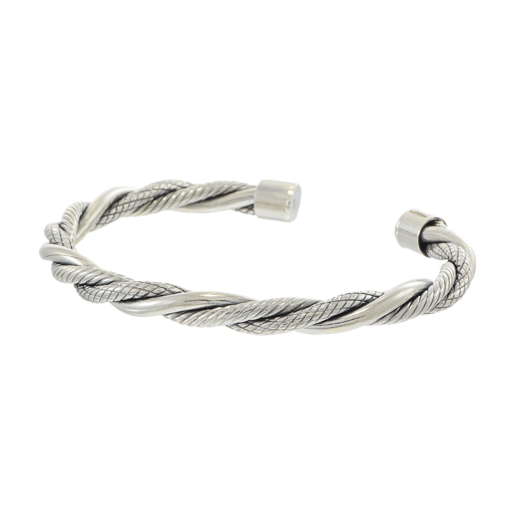 Louis Martin Sterling Silver Braided Twist Open Bangle