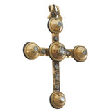 Antique Victorian 18KT, Black Enamel & Diamond Capucine Cross Pendant