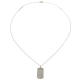 14KT White Gold 1.00CT-TW Pavé Diamond Dog Tag Pendant Necklace