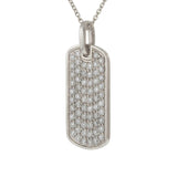 14KT White Gold 1.00CT-TW Pavé Diamond Dog Tag Pendant Necklace