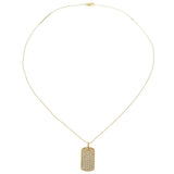 14KT Yellow Gold 1.00CT-TW Pavé Diamond Dog Tag Pendant Necklace