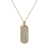 14KT Yellow Gold 1.00CT-TW Pavé Diamond Dog Tag Pendant Necklace