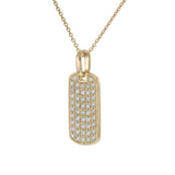 14KT Yellow Gold 1.00CT-TW Pavé Diamond Dog Tag Pendant Necklace
