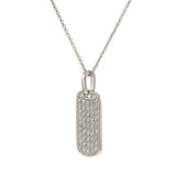 14KT White Gold Pavé Diamond Small Dog Tag Pendant Necklace