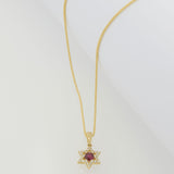 18KT Yellow Gold Diamond and Ruby Star of David Pendant
