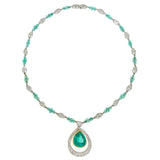 Vintage Retro Period Columbian Emerald and Diamond Necklace