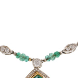 Vintage Retro Period Columbian Emerald and Diamond Necklace