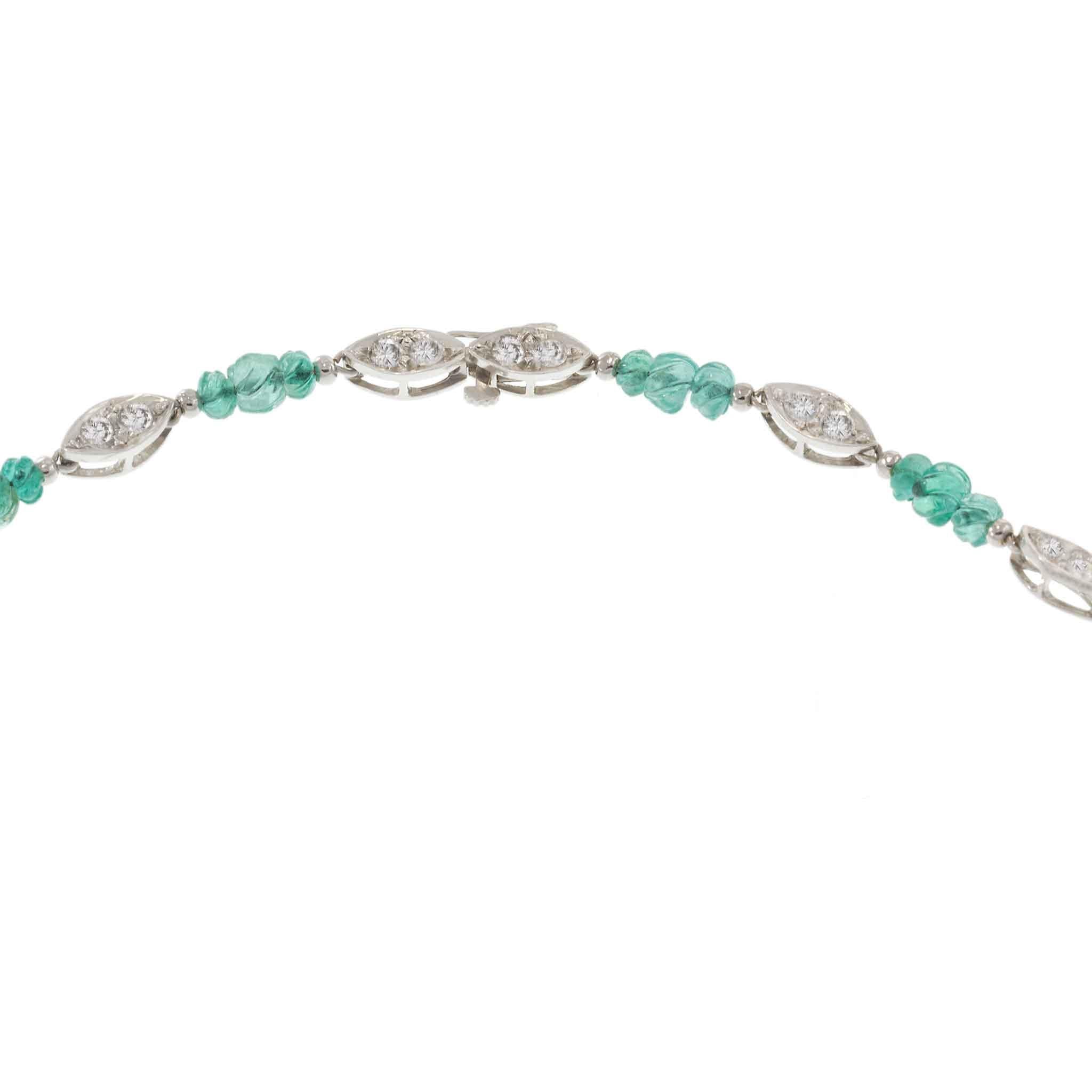 Vintage Retro Period Columbian Emerald and Diamond Necklace