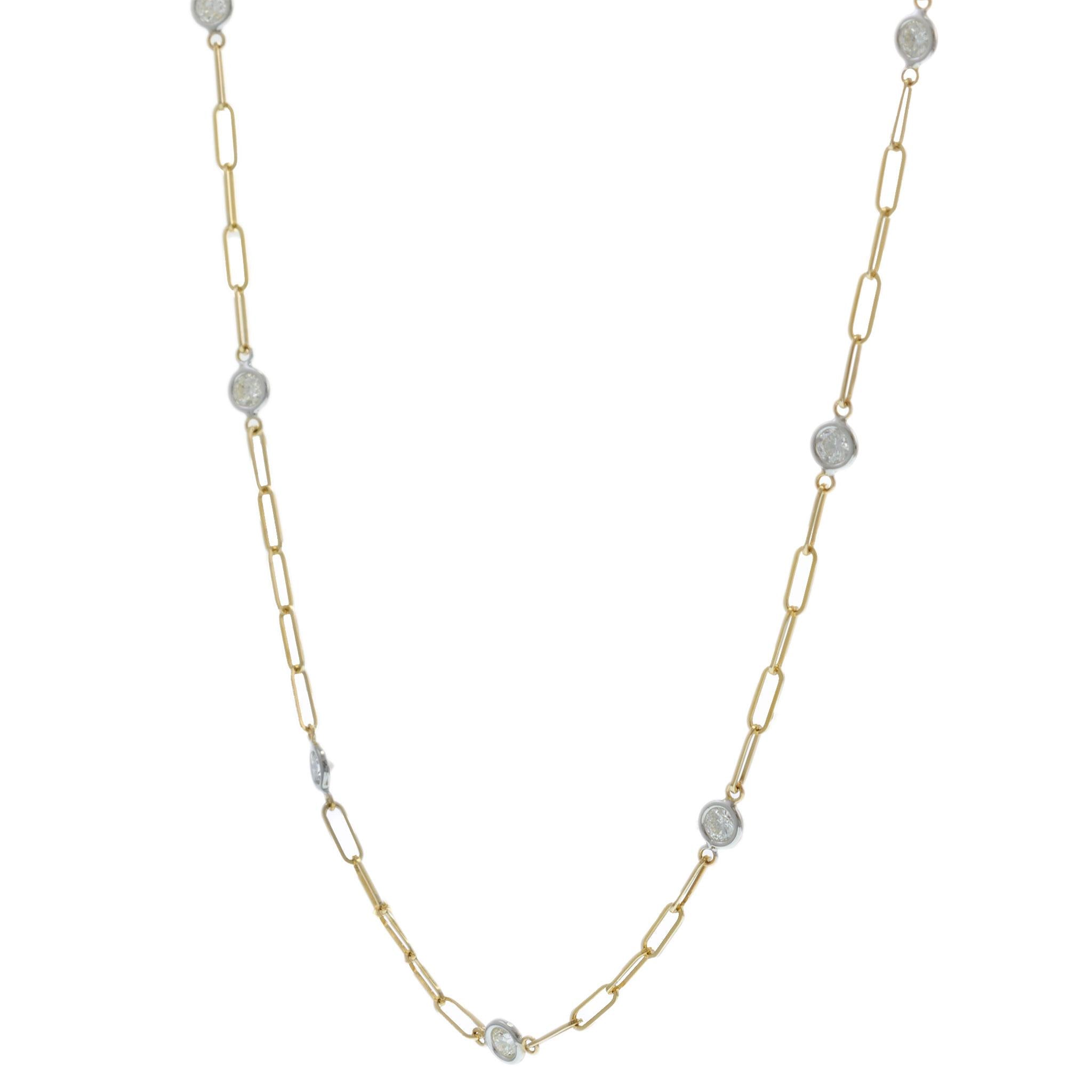 14KT Two-Tone Gold Diamonds by the Yard Paperclip Link Necklace – 1.50CTW
