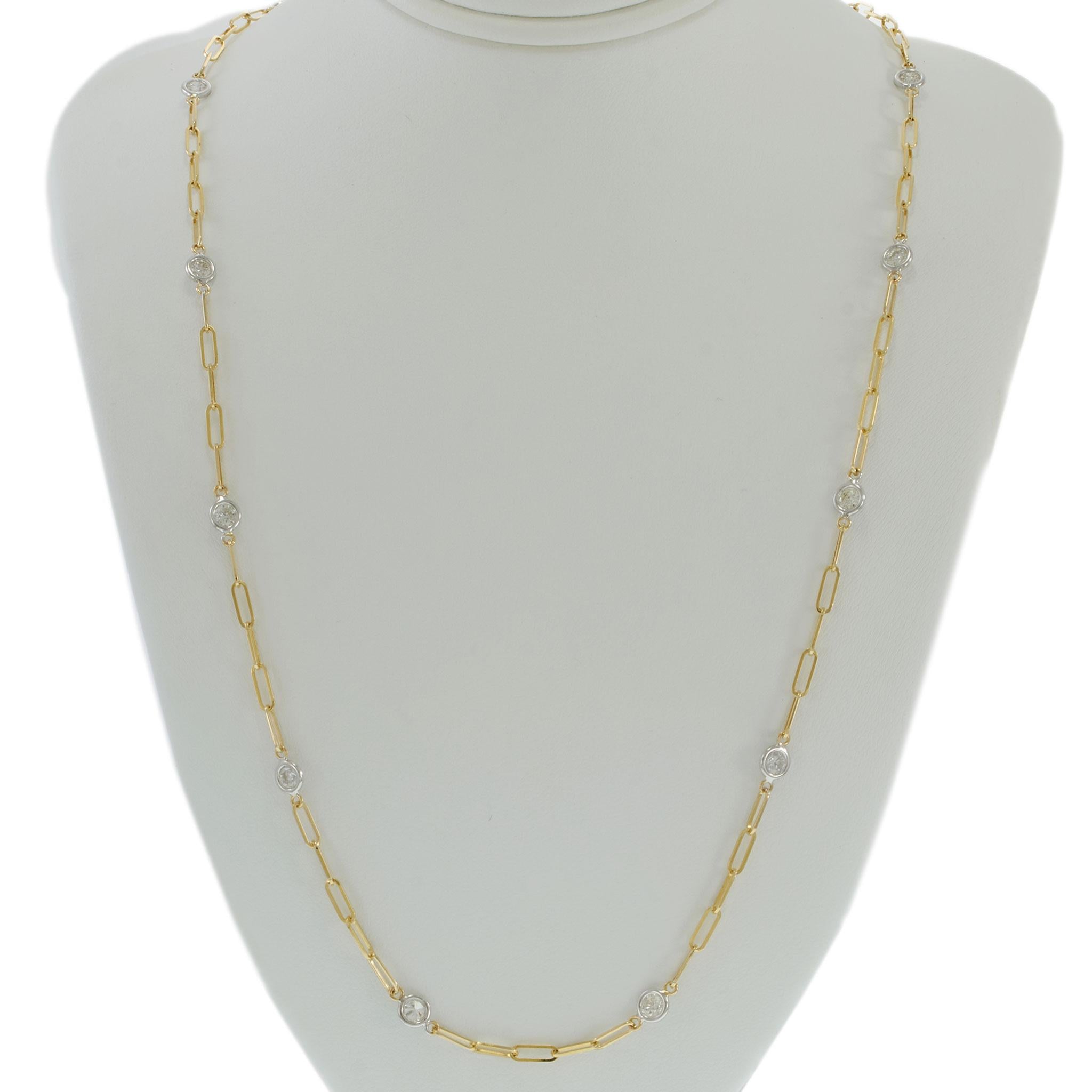 14KT Two-Tone Gold Diamonds by the Yard Paperclip Link Necklace – 1.50CTW