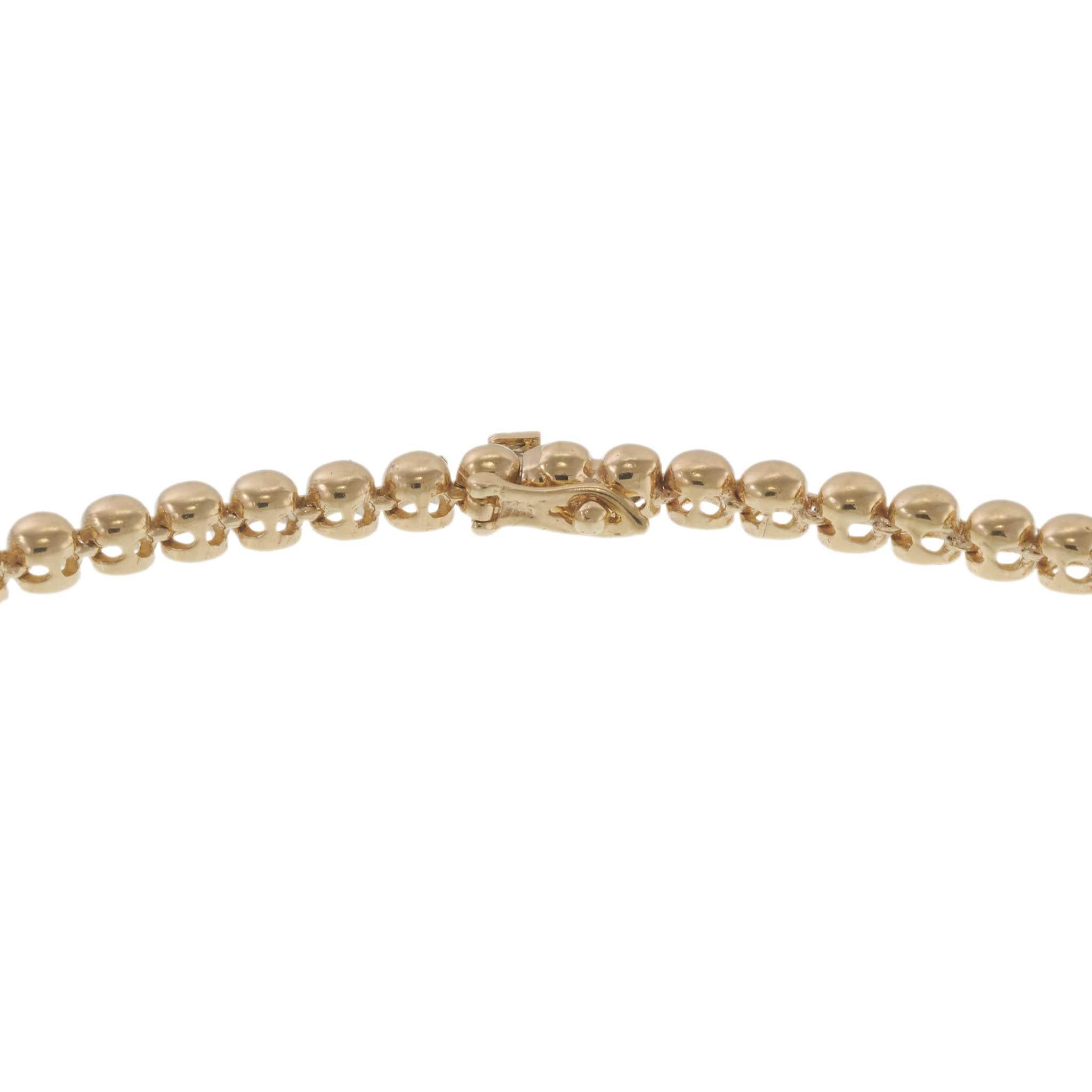 Estate 14KT Yellow Gold Half Dome Link Diamond Necklace – 19.5 Inches, 0.75CTW