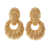 Vintage 18KT Yellow Gold Seashell Door Knocker Earrings with Omega Backs