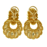 Vintage 18KT Yellow Gold Seashell Door Knocker Earrings with Omega Backs