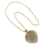 Vintage Retro Era Crystal & Diamond Heart Pendant/Brooch on 18KT Chain – 0.75CTW