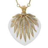 Vintage Retro Era Crystal & Diamond Heart Pendant/Brooch on 18KT Chain – 0.75CTW