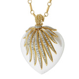 Vintage Retro Era Crystal & Diamond Heart Pendant/Brooch on 18KT Chain – 0.75CTW