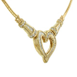 Vintage Retro Era 14KT Yellow Gold 2.00CT-TW Diamond Heart Omega Necklace