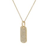 14KT Yellow Gold Pavé Diamond Small Dog Tag Pendant Necklace