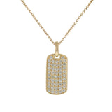 14KT Yellow Gold Pavé Diamond Small Dog Tag Pendant Necklace