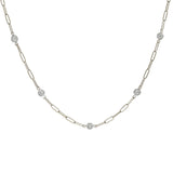 14KT White Gold Paperclip Diamonds by the Yard Necklace – 18 Inches, 1.00CTW