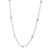 14KT White Gold Paperclip Diamonds by the Yard Necklace – 18 Inches, 1.00CTW