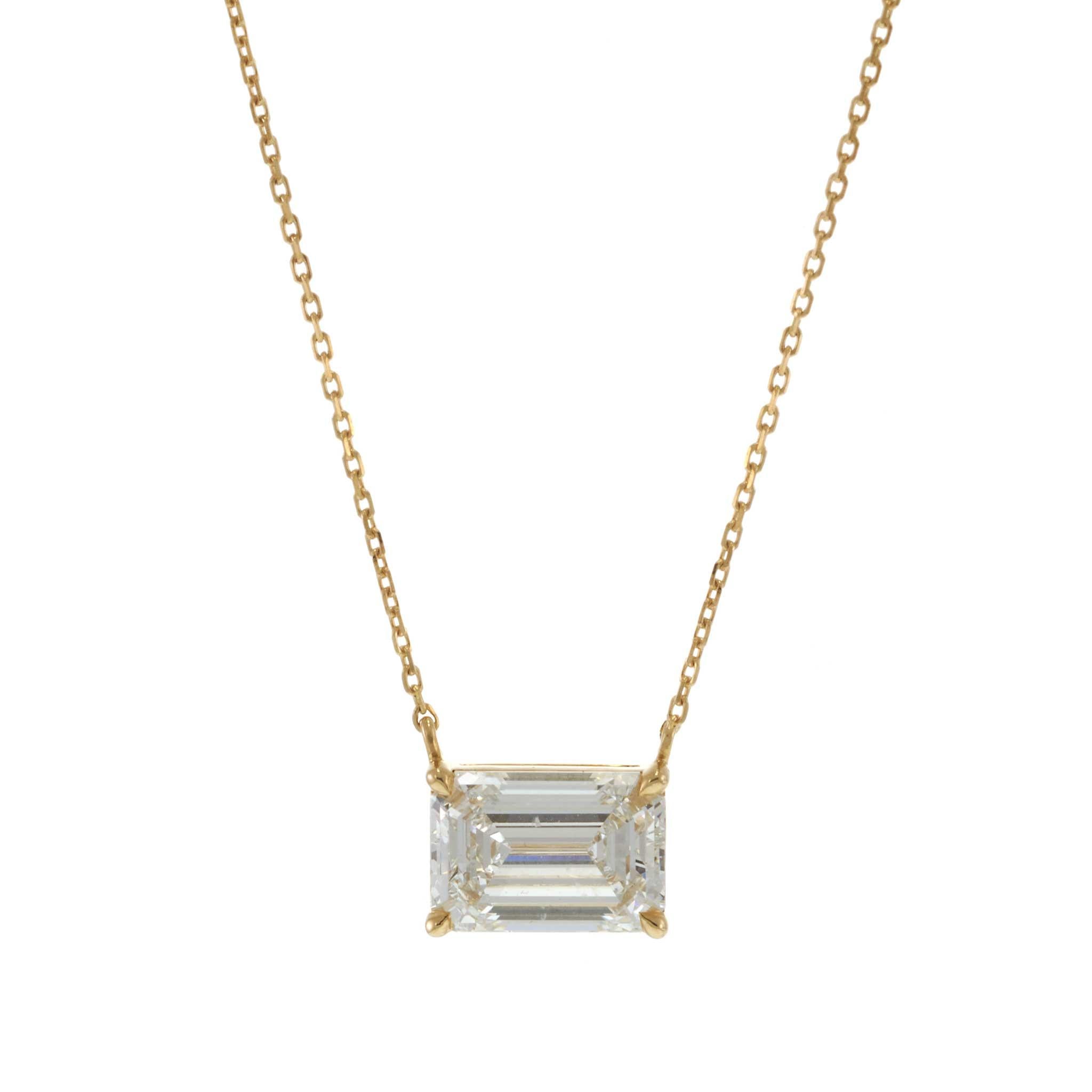 14KT Yellow Gold Lab Grown Diamond East-West Pendant Necklace – 2.05CT