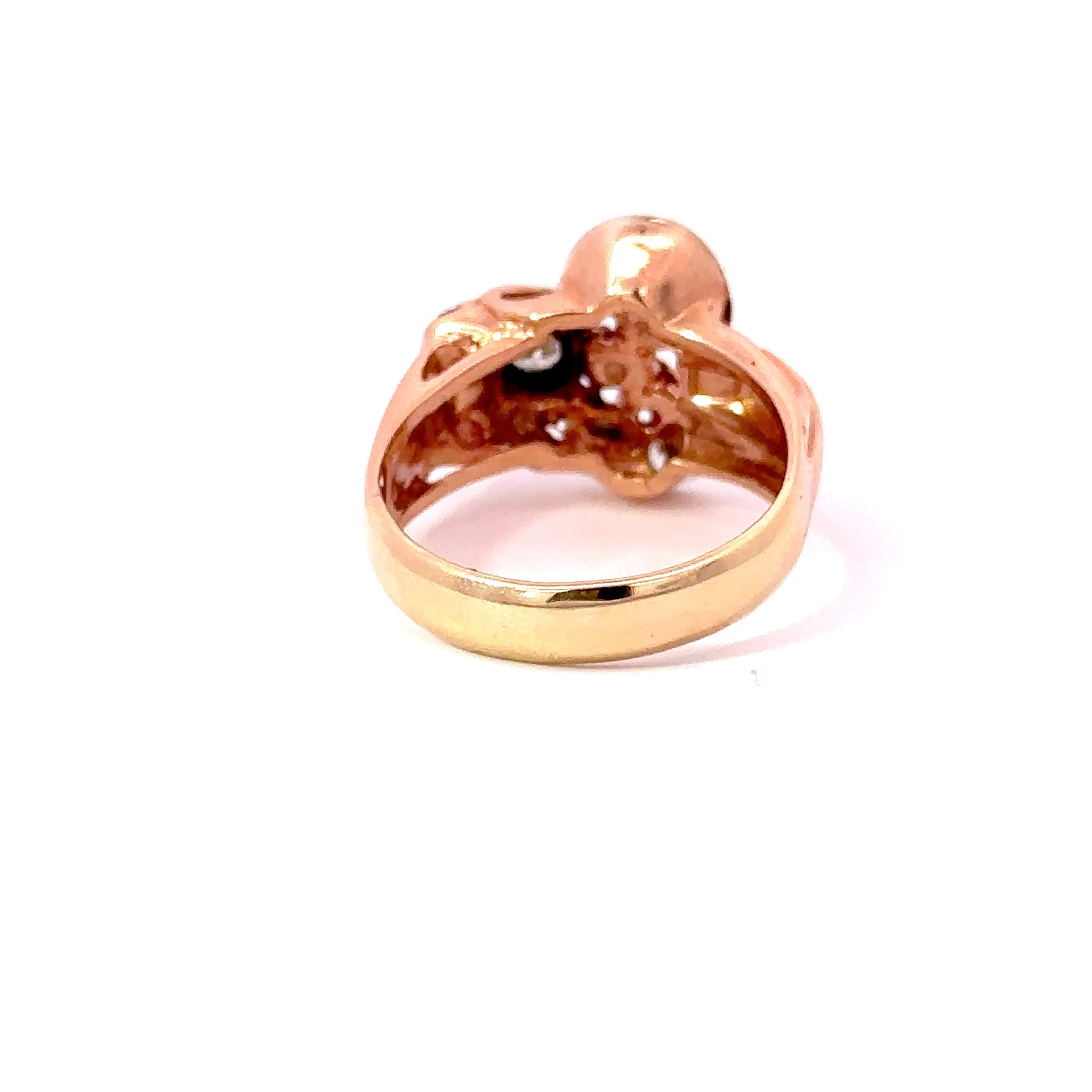 Estate Retro Era 14KT Rose Gold Ruby And Diamond Ring