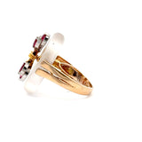 Estate Retro Era 18KT Yellow Gold Oval Quartz And Ruby Cocktail Ring