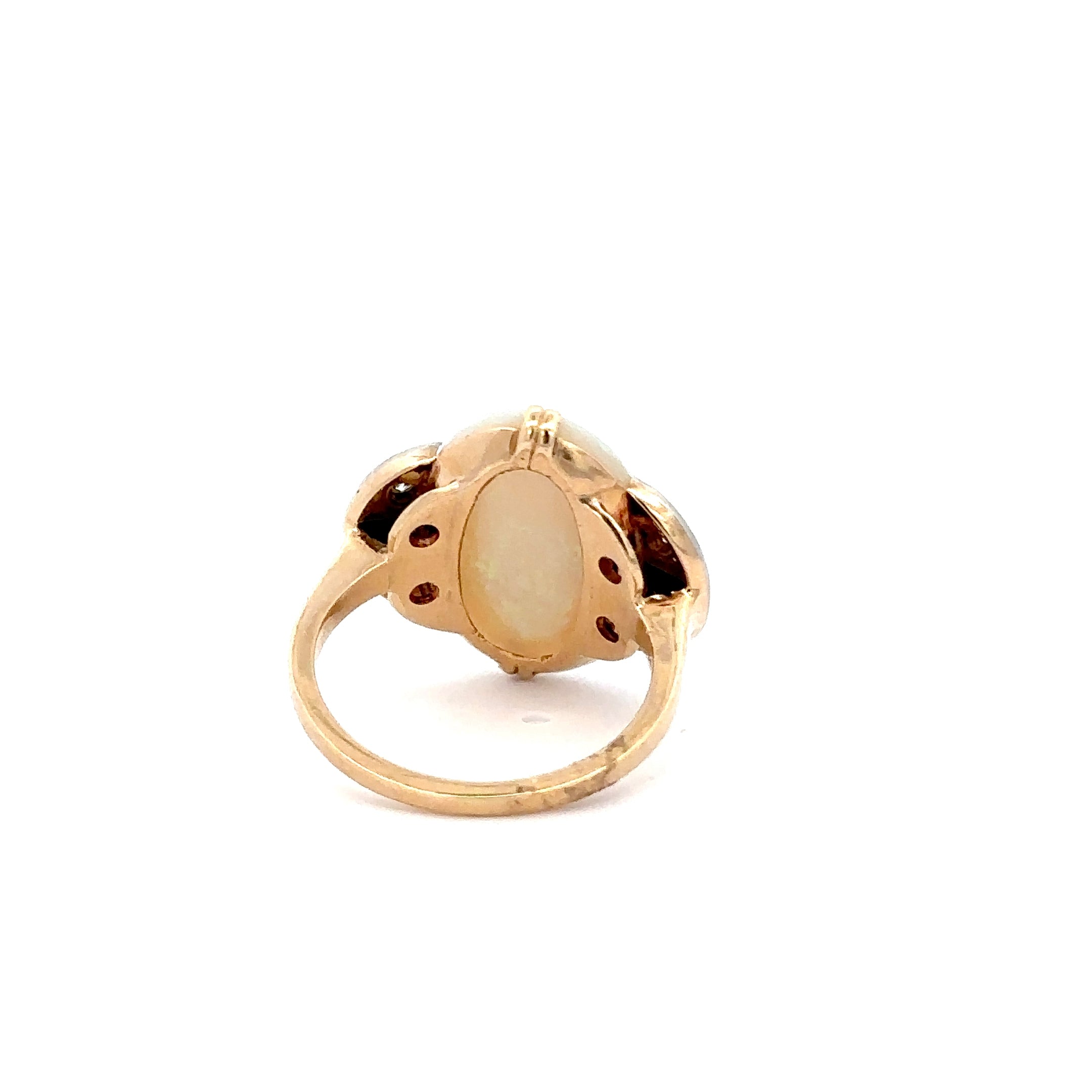 14KT Yellow Gold Antique Victorian Era Genuine Australian Opal And Diamond Ring