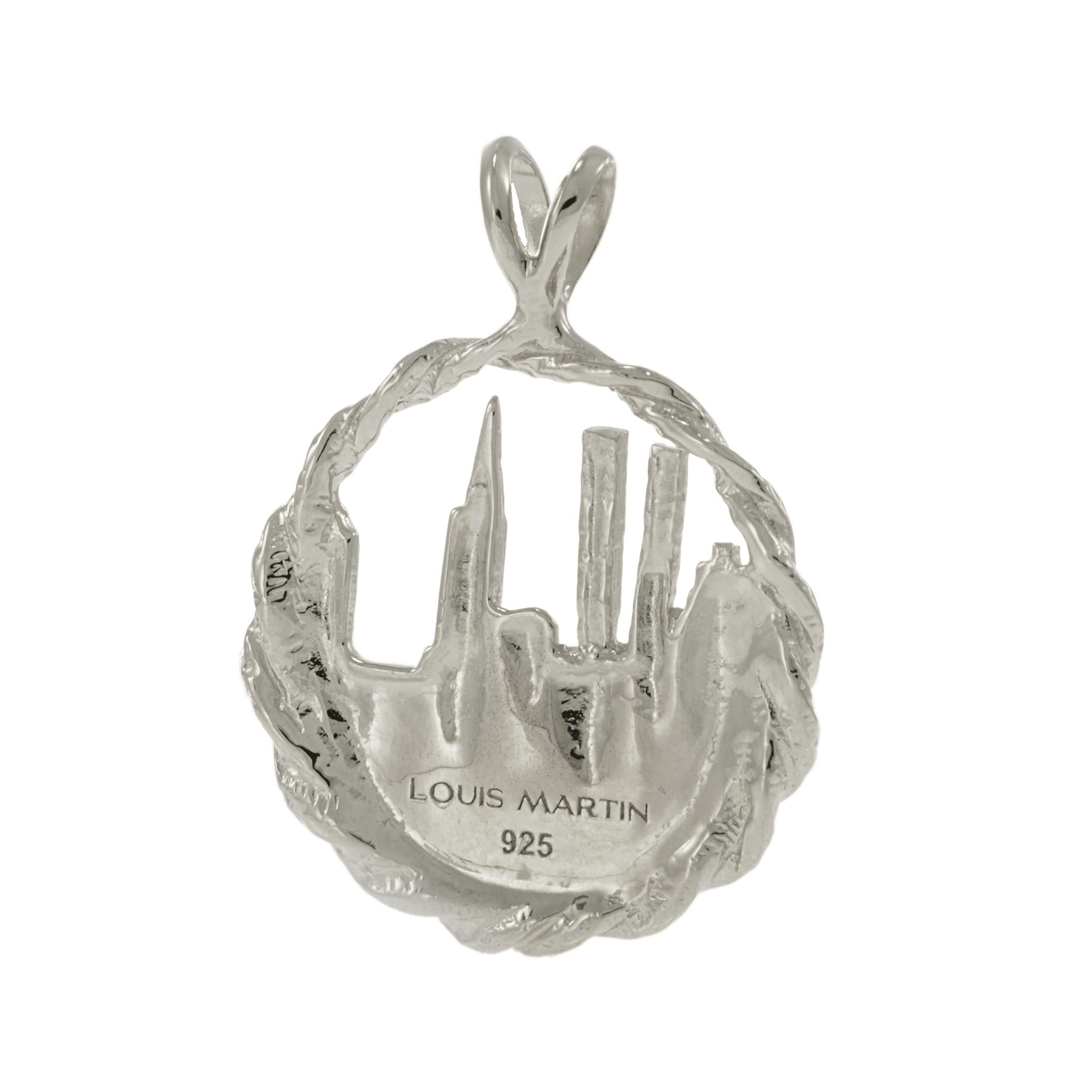 Sterling Silver New York City Skyline Charm with Rope Edge